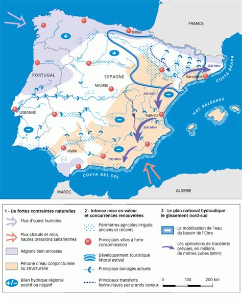 carte espagne barrages usine desalement canaux d'eau